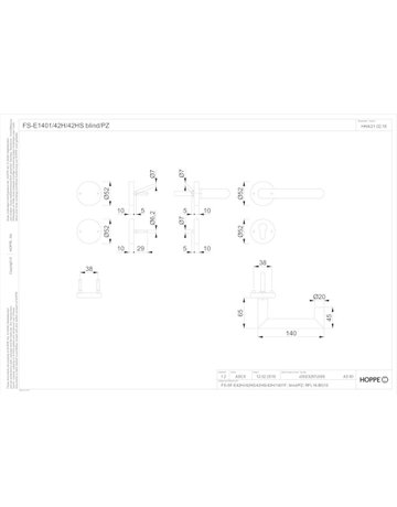 Bild HOPPE Standflügelgarnitur Rotterdam FS-E1401/42H/42HS, Rosette, Blind/Profilzylinder gelocht, Vierkant 9mm, DIN Links-Rechts, TS 40 - 65mm, Befestigungstechnik mit Stütznocken, grau, edelstahl matt-1