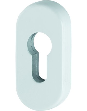Bild HOPPE Schlüsselrosette 55S-SR, außen/innen, oval, ohne Stütznocken, Profilzylinder gelocht, 10mm, verkehrsweiß, beschichtet-0