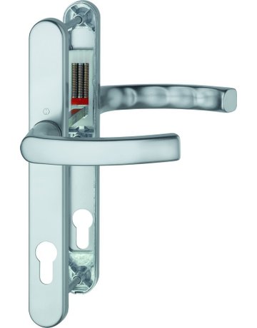 Bild HOPPE Drückergarnitur Liège 1540/3347N, Langschild, oval, Profilzylinder gelocht, Entfernung 92mm, Vierkant 8mm, Türstärke 72 - 82mm, Befestigungstechnik mit Stütznocken, silber, naturfarben, eloxiert-0