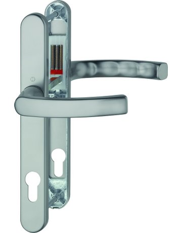 Bild HOPPE Drückergarnitur Liège 1540/3347N, Langschild, oval, Profilzylinder gelocht, Entfernung 92mm, Vierkant 8mm, Türstärke 72 - 82mm, Befestigungstechnik mit Stütznocken, grau, stahlfarbig, eloxiert-0