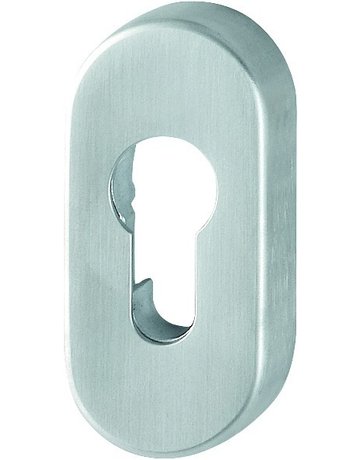 Bild HOPPE Schlüsselrosette E55S, außen/innen, oval, ohne Stütznocken, Profilzylinder gelocht, 10mm, edelstahl matt-SecuSan-0