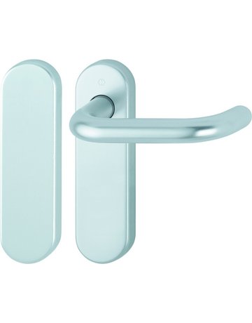Bild HOPPE Standflügelgarnitur Paris FS-138/353KH, Kurzschild, oval, Blind/ungelocht, Vierkant 9mm, Türstärke 40 - 65mm, Befestigungstechnik mit Stütznocken, silber, naturfarben, eloxiert-0