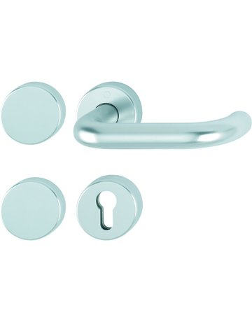 Bild HOPPE Standflügelgarnitur Paris FS-138/42H/42HS, Rosette, Blind/Profilzylinder gelocht, Vierkant 9mm, DIN Links-Rechts, TS 40 - 65mm, Befestigungstechnik mit Stütznocken, silber, naturfarben, eloxiert-0