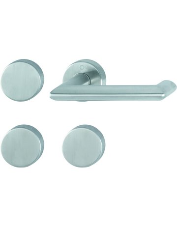 Bild HOPPE Standflügelgarnitur Stockholm FS-E1141/42H/42HS, Rosette, Blind/ungelocht, Vierkant 9mm, DIN Links-Rechts, TS 40 - 65mm, Befestigungstechnik mit Stütznocken, grau, edelstahl matt-0