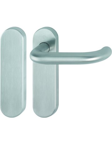Bild HOPPE Standflügelgarnitur Paris FS-E138/353KH, Kurzschild, oval, Blind/ungelocht, Vierkant 9mm, Türstärke 40 - 65mm, Befestigungstechnik mit Stütznocken, grau, edelstahl matt-0