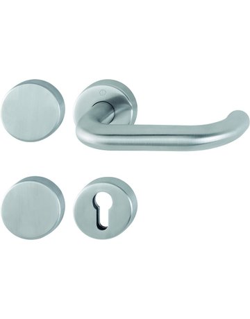 Bild HOPPE Standflügelgarnitur Paris FS-E138/42H/42HS, Rosette, Blind/Profilzylinder gelocht, Vierkant 9mm, DIN Links-Rechts, TS 40 - 65mm, Befestigungstechnik mit Stütznocken, grau, edelstahl matt-0