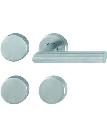 Bild HOPPE Standflügelgarnitur Amsterdam FS-E1400/42H/42HS, Rosette, Blind/ungelocht, Vierkant 9mm, DIN Links-Rechts, TS 40 - 65mm, Befestigungstechnik mit Stütznocken, grau, edelstahl matt-0