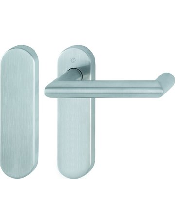 Bild HOPPE Standflügelgarnitur Rotterdam FS-E1401/353KH, Kurzschild, oval, Blind/ungelocht, Vierkant 9mm, Türstärke 40 - 65mm, Befestigungstechnik mit Stütznocken, grau, edelstahl matt-0