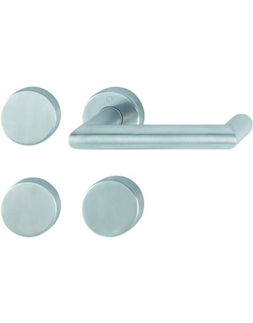 Bild HOPPE Standflügelgarnitur Rotterdam FS-E1401/42H/42HS, Rosette, Blind/ungelocht, Vierkant 9mm, DIN Links-Rechts, TS 40 - 65mm, Befestigungstechnik mit Stütznocken, grau, edelstahl matt-0