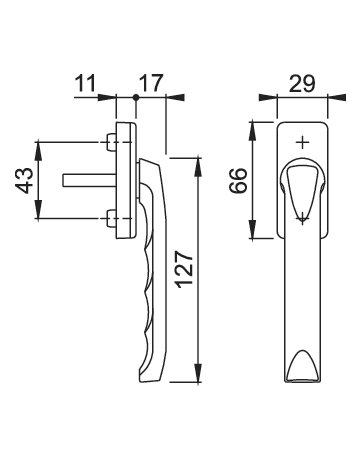 Bild Drehkipp-Fenstergriff, London 013KH/U34, mit eckiger Rosette, Vierkant 7x 32, verkehrsweiß beschichtet - HOPPE-1
