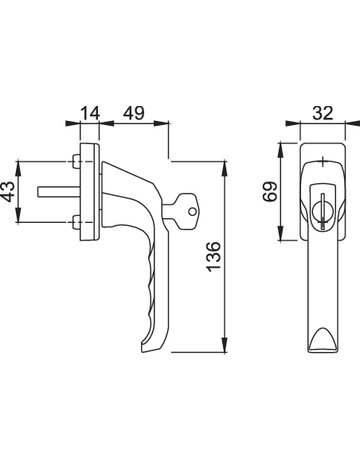 Bild Drehkipp-Fenstergriff, abschließbar, London 013S/U11Z 200NM, DIN Links-Rechts, 7/32mm, verkehrsweiß - HOPPE-1