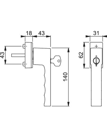 Bild Drehkipp-Fenstergriff, abschließbar, Toulon 0737S/US947-1 100NM, DIN Links-Rechts, 7/32-42mm, verkehrsweiß - HOPPE-1