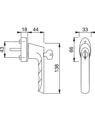 Bild Drehkipp-Fenstergriff, abschließbar, Brest 0739S/US954 100NM, DIN Links-Rechts, 7/32-42mm, verkehrsweiß - HOPPE-1