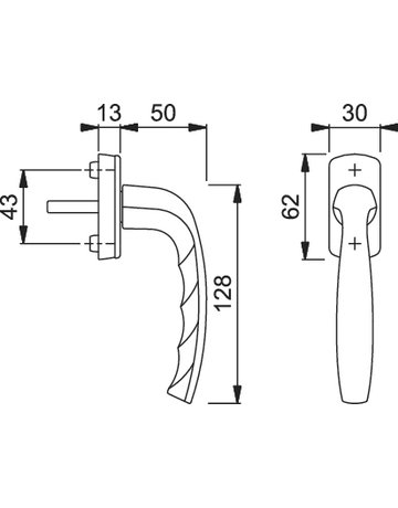 Bild Drehkipp-Fenstergriff, New York 0810/U10, mit kantig abgerundeter Rosette, Vierkant 7x 43, stahlfarbig eloxiert - HOPPE-1