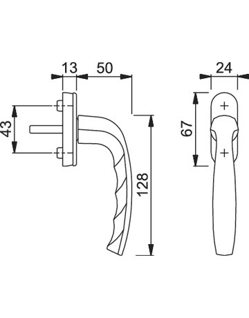 Bild Drehkipp-Fenstergriff, New York 0810/U76, mit ovaler Rosette, Vierkant 7x 35, verkehrsweiß beschichtet - HOPPE-1