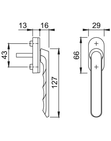 Bild Drehkipp-Fenstergriff, Luxembourg 099KH/U26, mit ovaler Rosette, Vierkant 7x 32, verkehrsweiß beschichtet - HOPPE-1
