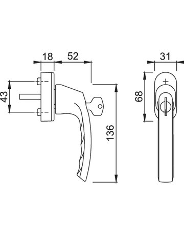 Bild Drehkipp-Fenstergriff, abschließbar, Luxembourg 099S/US952 100NM, DIN Links-Rechts, 7/32-42mm, dunkelbraun seidenglänzend beschichtet - HOPPE-1