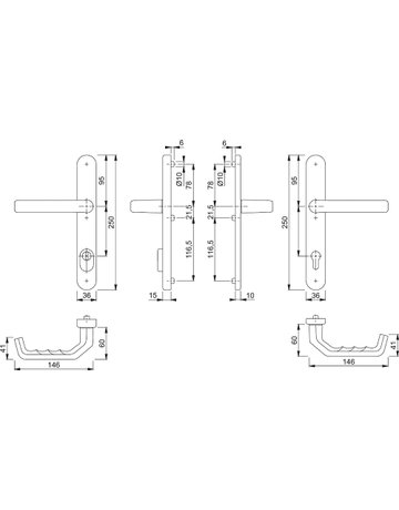 Bild HOPPE Sicherheits-Drückergarnitur Liverpool 1313G/3359ZA/3357N, Langschild oval, 15mm, ES 1, mit Zylinderabdeckung, Profilzylinder gelocht, Entfernung 92mm, Vierkant 8mm, Türstärke 67-72mm, stahlfarbig eloxiert-1