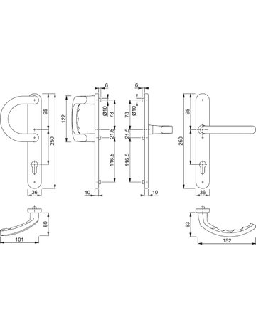 Bild HOPPE Wechselgarnitur Luxembourg 513G/3357N/1500, Langschild, oval, Profilzylinder gelocht, Entfernung 92mm, Vierkant 8mm, Türstärke 67 - 72mm, Befestigungstechnik mit Stütznocken, braun, dunkelbraun seidenglänzend beschichtet-1