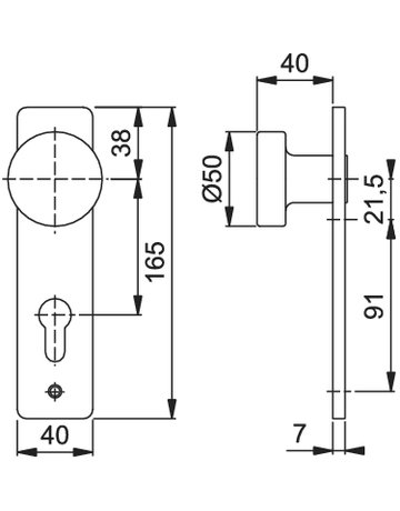 Bild Korr-Knopfkurzschild 58/ 202K PZ F2 8/72mm - HOPPE-1