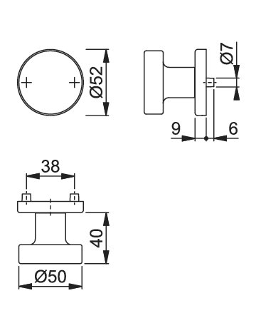 Bild Knopfrosette mit Stift 58/42KV, F1 - HOPPE-1