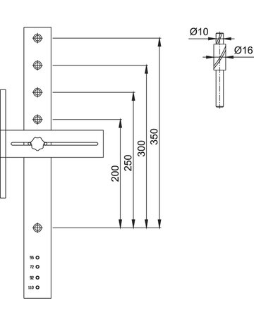 Bild Haustür- Bohrlehre, für Stoßgriffe, Set 2, nicht verstellbar, Metall, silber - HOPPE-1