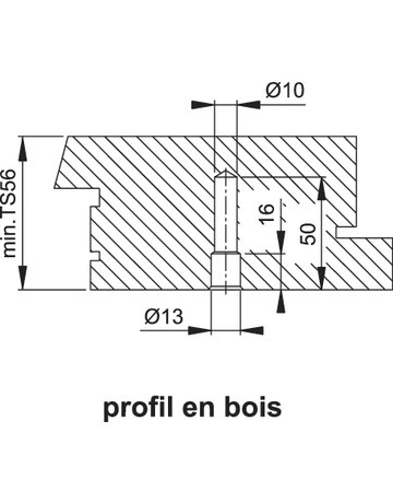 Bild Stoßgriff-Befestigung System Nr. 2 einseitig ,TS56 - HOPPE-1