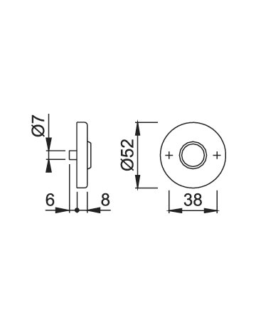 Bild Drückerrosettenpaar E42KV rund, 8mm,TS 37-42,F69 - HOPPE-1