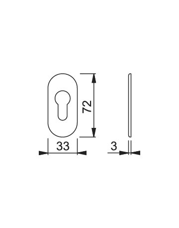 Bild HOPPE Schlüsselrosette E55S-SK, außen/innen, oval, ohne Stütznocken, Profilzylinder gelocht, 3mm, edelstahl matt-1