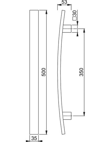 Bild HOPPE Stoßgriff E5606, BA 350mm, L 500mm, verdeckt verschraubt, edelstahl matt-1