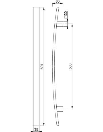 Bild HOPPE Stoßgriff E5606, BA 500mm, L 697mm, verdeckt verschraubt, edelstahl matt-1