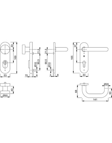 Bild HOPPE Sicherheits-Wechselgarnitur Paris E58/3332KZA/353K-1/138Z, Kurzschild oval, 15mm, ES 1, mit Zylinderabdeckung, Profilzylinder gelocht, Entfernung 72mm, Vierkant 8mm, Türstärke 37-42mm, edelstahl matt-1