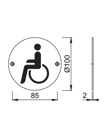 Bild Objekttür- Hinweisschild, E664 Behinderten WC, edelstahl matt - HOPPE-1