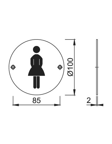 Bild Objekttür- Hinweisschild, E664 Damen WC, edelstahl matt - HOPPE-1