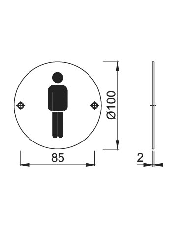 Bild Objekttür- Hinweisschild, E664 Herren WC, edelstahl matt - HOPPE-1