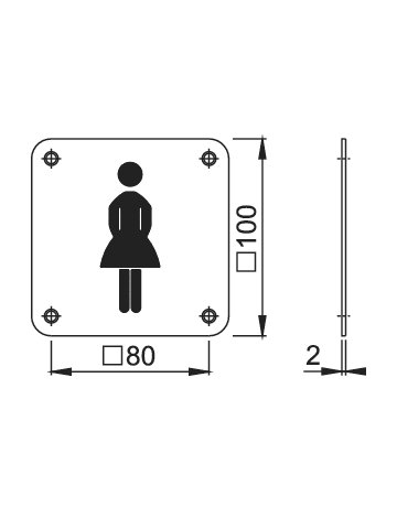 Bild Objekttür- Hinweisschild, E665 Damen WC, edelstahl matt - HOPPE-1