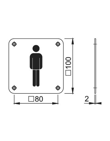 Bild Objekttür- Hinweisschild, E665 Herren WC, edelstahl matt - HOPPE-1