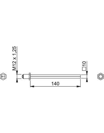 Bild Profil-Wechselstift FDW 10x140mm mit Gewinderolle M12 x 1,25 verzinkt - HOPPE-1