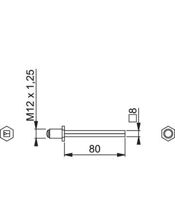 Bild Profil-Wechselstift FDW 8x80mm verzinkt mit Gewinderolle M12 x 1,25 - HOPPE-1