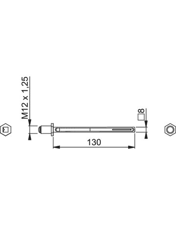 Bild Rollenwechselstift FDW 8x130mm, TS 87-108,Eisen verzinkt - HOPPE-1