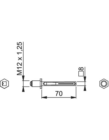 Bild Rollenwechselstift FDW 8x70mm, TS 27-48,Eisen verzinkt - HOPPE-1
