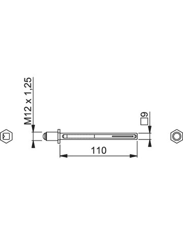 Bild Rollenwechselstift FDW 9x110mm, TS 67-88,Eisen verzinkt - HOPPE-1