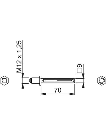 Bild Rollenwechselstift FDW 9x70mm, TS 27-48,Eisen verzinkt - HOPPE-1