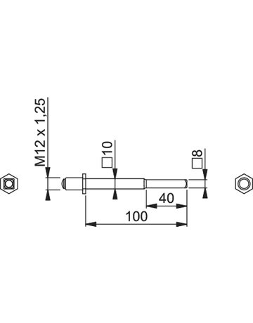 Bild Wechselvollstift FDW 8/10x100mm verzinkt mit Gewinderolle M12 x 1,25 abgesetzt - HOPPE-1