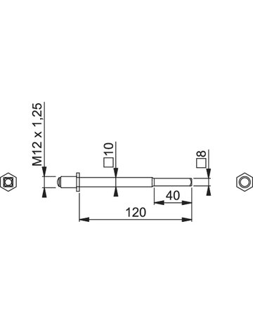 Bild Wechselvollstift FDW 8/10x120mm verzinkt mit Gewinderolle M12 x 1,25 abgesetzt - HOPPE-1