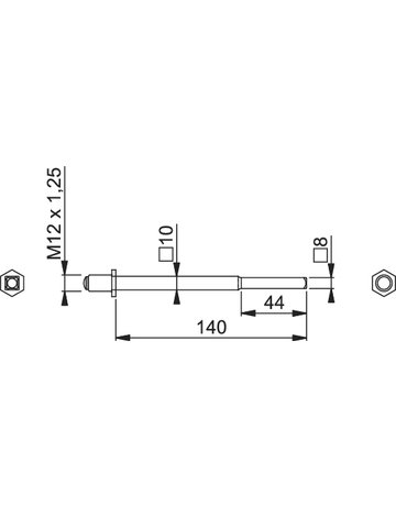 Bild Wechselvollstift FDW 8/10x140mm verzinkt mit Gewinderolle M12 x 1,25 abgesetzt - HOPPE-1