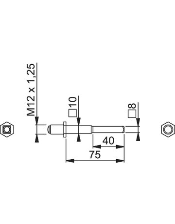 Bild Wechselvollstift FDW 8/10x75mm verzinkt mit Gewinderolle M12 x 1,25 abgesetzt - HOPPE-1