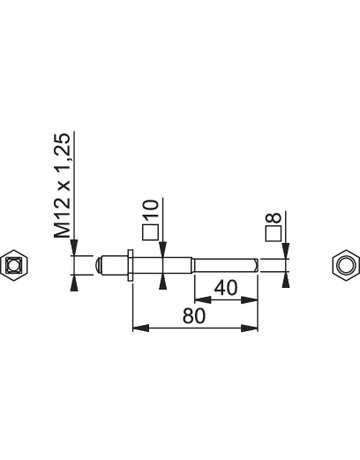 Bild Wechselvollstift FDW 8/10x80mm verzinkt mit Gewinderolle M12 x 1,25 abgesetzt - HOPPE-1