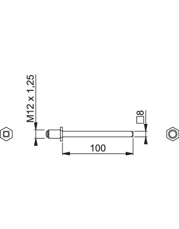 Bild Profil-Wechselstift FDW 8x100 mm mit Gewinderolle M12 x 1,25 verzinkt - HOPPE-1