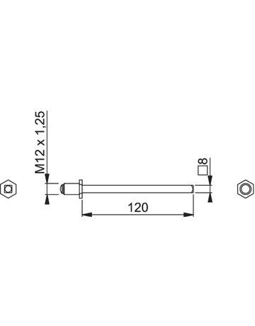 Bild Profil-Wechselstift FDW 8x120 mm mit Gewinderolle M12 x 1,25 verzinkt - HOPPE-1